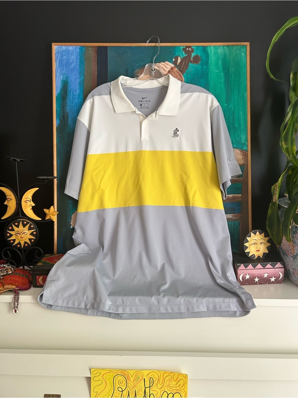 Nike Dri-FIT Mickey Mouse Disney Golf Polo Shirt Colorblock Men’s XL Yellow